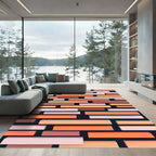 Modern Geometric Layered Coral Block Striped Rug