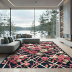Pink Cream Rose Blossom Lattice Rug