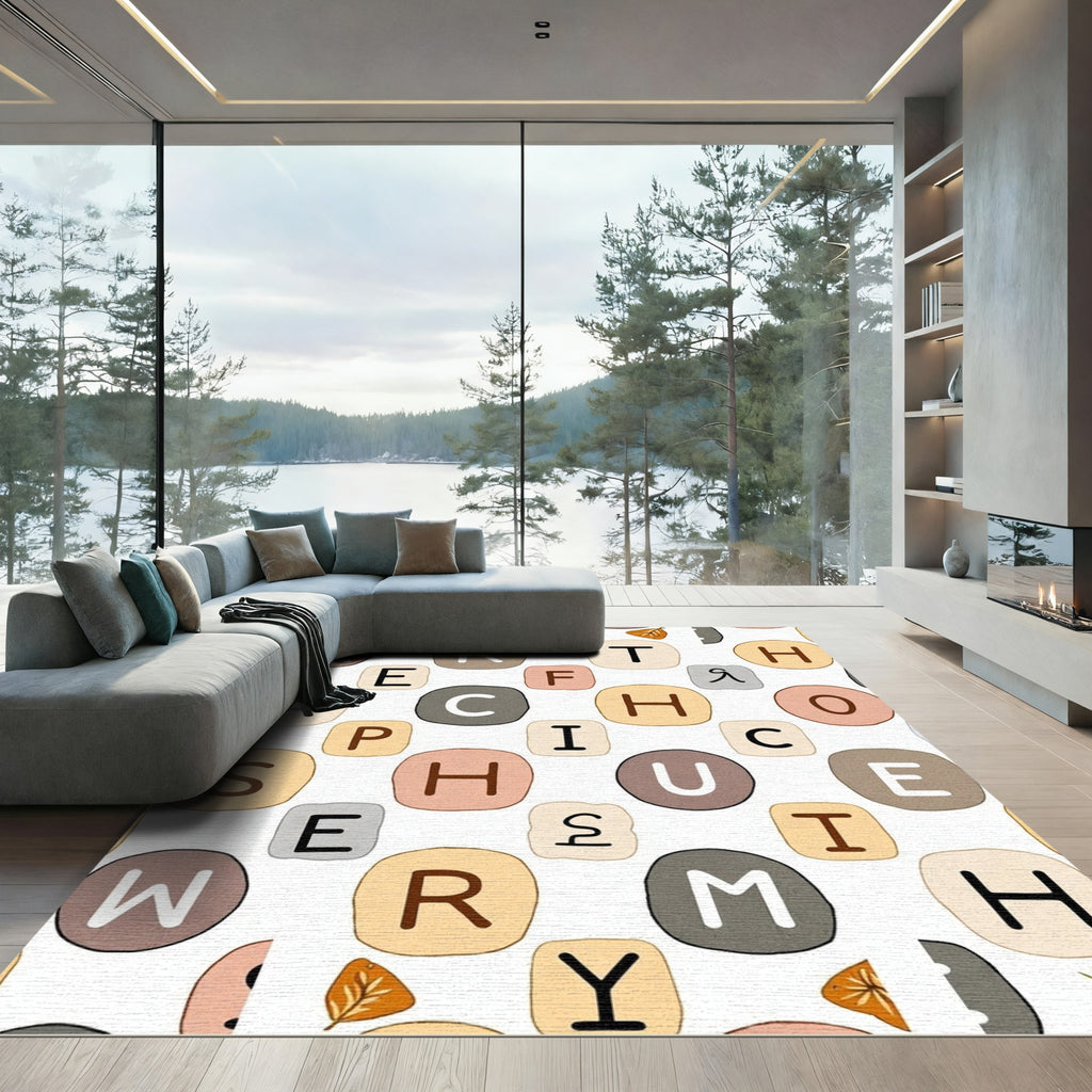 Alphabet Stone Pastel Pattern Rug