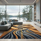 Earthy Golden Winding Desert Road Rug