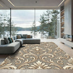 Ornate Floral Scrollwork Damask Rug