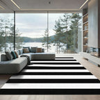 Bold Black White Stripe Contemporary Rug