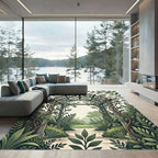 Lush Green Botanical Garden Arch Rug