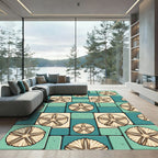 Coastal Teal Sea Shell Mosaic Rug
