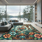 Elegant Floral Archway Botanical Tapestry Rug