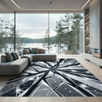 Monochromatic Shard Geometric Abstract Shattered Glass Rug