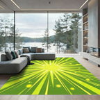Radiant Lime Green Sunburst Explosion Rug