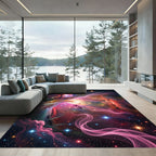 Vibrant Cosmic Interstellar Nebula Swirl Rug