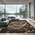 Golden Starry Vortex Swirl Rug