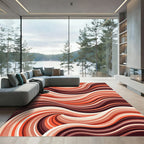 Warm Terracotta Swirl Abstract Rug