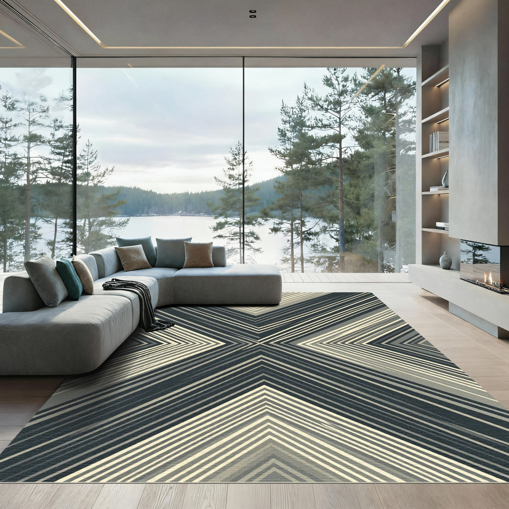 Cool Tones Chevron Lines Rug