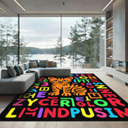 Playful Orange Tiger Alphabet Composition Rug