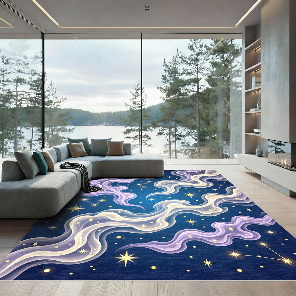 Celestial Swirls Starry Night Nebula Rug