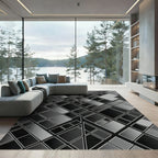 Modern Gray Geometric Art Deco Rug