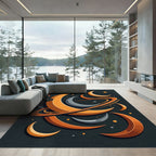Cosmic Crescent Orbit Orange Grey Rug