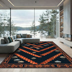 Geometric Staircase Terracotta Abstract Art Rug