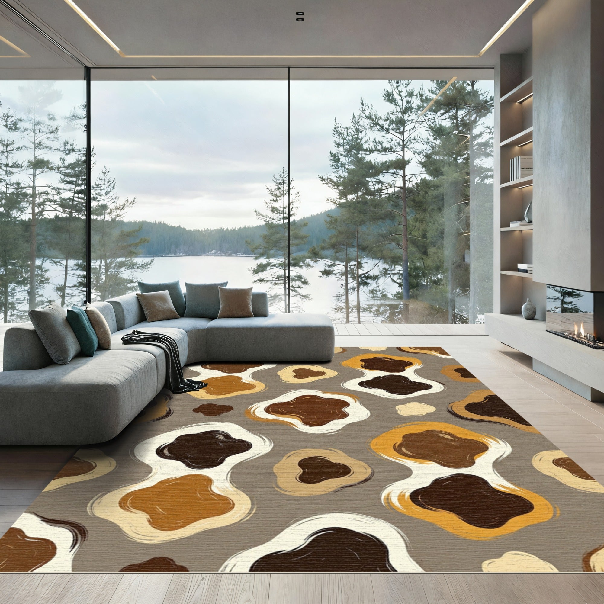 Earthy Abstract Blotches Organic Composition Rug