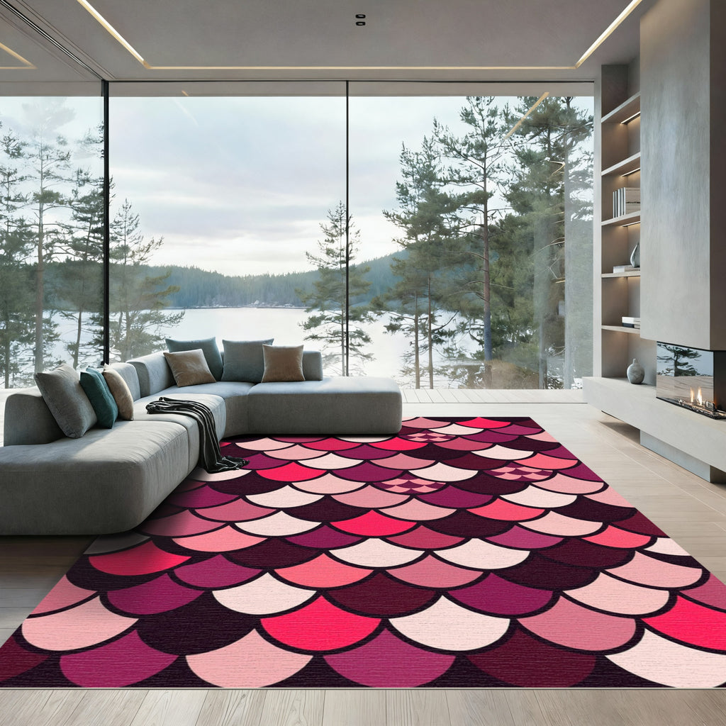 Pink Scalloped Fishtail Fish Scale Rug