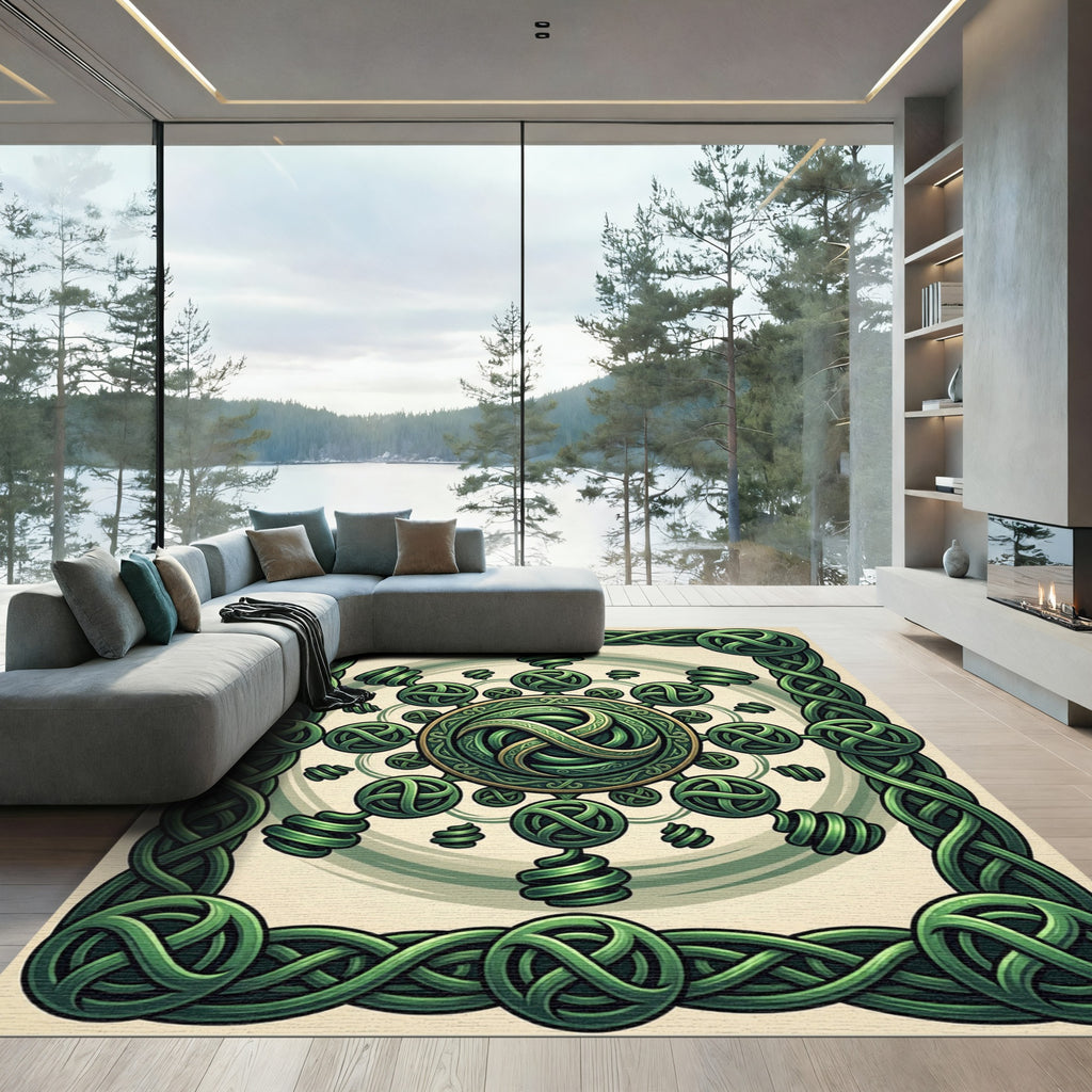 Emerald Celtic Knot Circular Medallion Rug