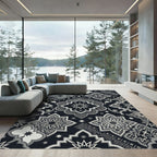 Monochromatic Arabesque Starburst Medallion Rug