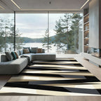 Black Beige Geometric Stripe Rug