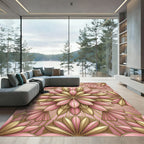 Art Deco Blush Pink Golden Lotus Rug