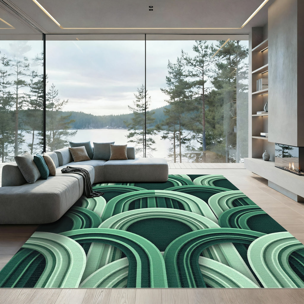 Layered Green Archway Composition Rug