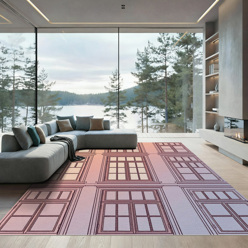 Architectural Window Grid Gradient Rug