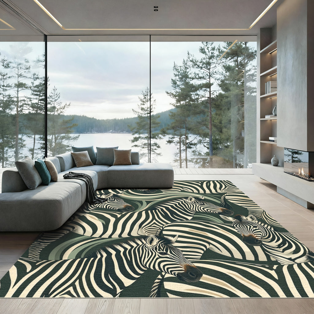 Earthy Zebra Stripe Herd Composition Rug