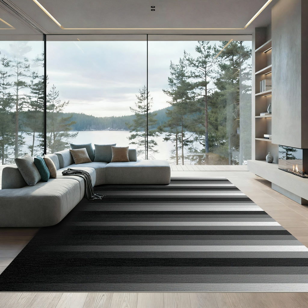 Monochromatic Horizontal Stripe Gradient Rug