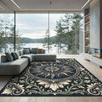 Vintage Celestial Sun Floral Medallion Rug