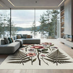 Vintage Rose Botanical Fern Collage Rug