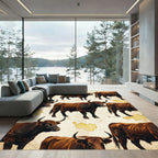 Rustic Brown Highland Bull Heritage Art Rug