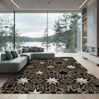 Golden Neutral Starburst Intricate Geometric Rug