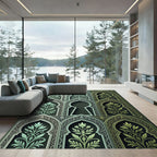 Green Blue Archway Foliage Relief Rug