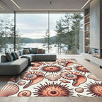 Beige Coastal Sea Shell Urchin Illustration Rug