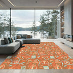 Abstract Orange Botanical Alphabet Collage Rug