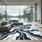 Monochrome Floating Ice Abstract Swirl Rug