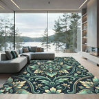 Sage Teal Elaborate Ornate Medallion Rug