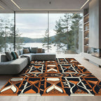 Abstract Hourglass Tile Geometric Ochre Rug