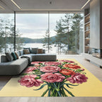 Soft Pink Carnation Botanical Bouquet Rug