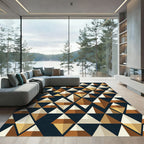 Mid Century Earth Tone Geometric Triangle Rug