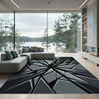 Shattered Dark Gray Geometric Shard Rug