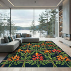 Vibrant Orange Blossom Trellis Rug