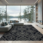 Monochrome Geometric Damask Lattice Rug