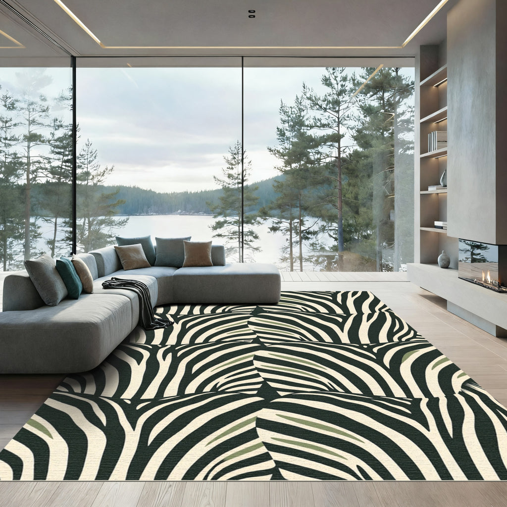 Bold Zebra Stripes Abstract Arrangement Rug