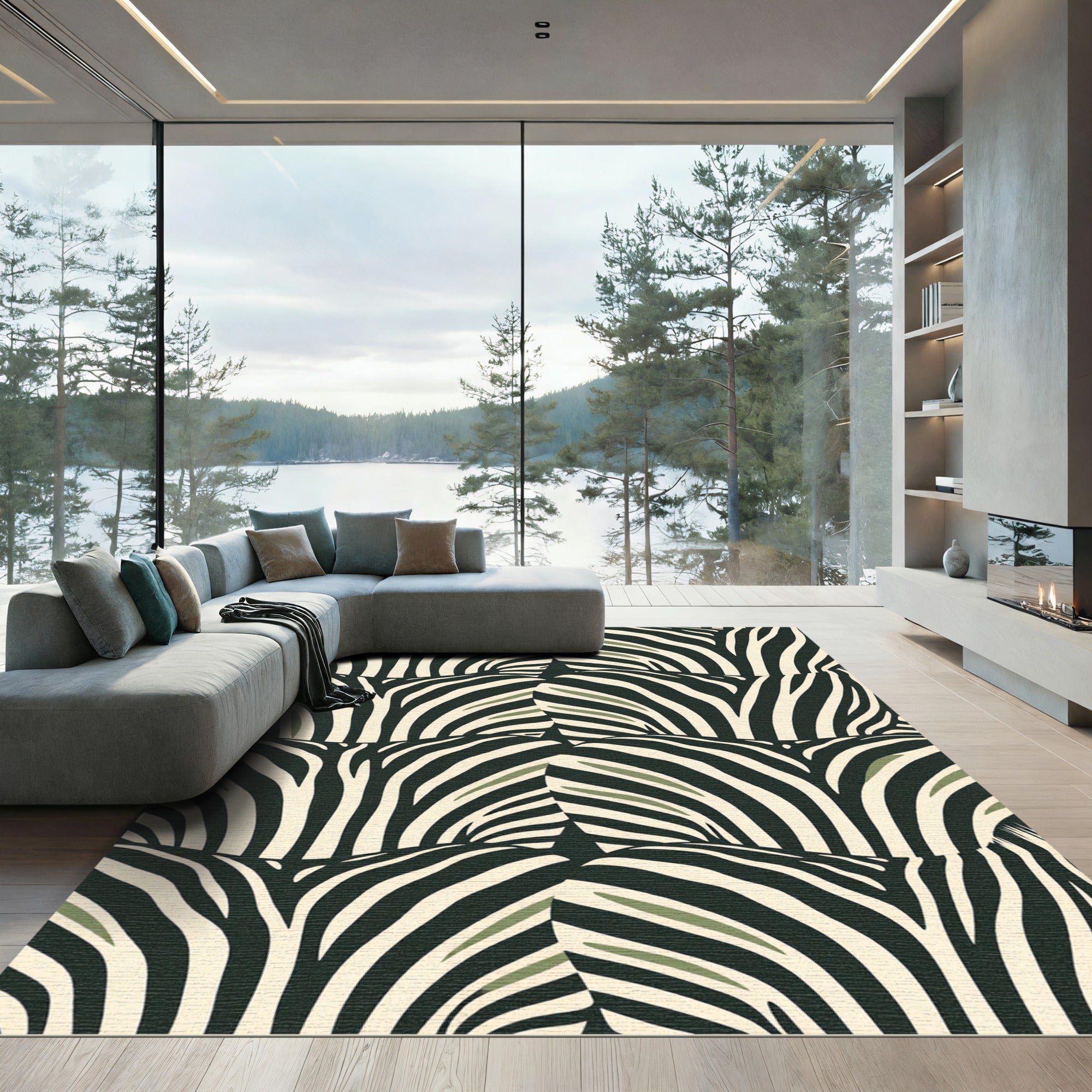 Bold Zebra Stripes Abstract Arrangement Rug