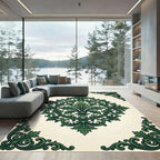 Elegant Emerald Foliage Victorian Medallion Rug