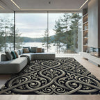 Fleur-de-Lis Scrollwork Iron Black Rug