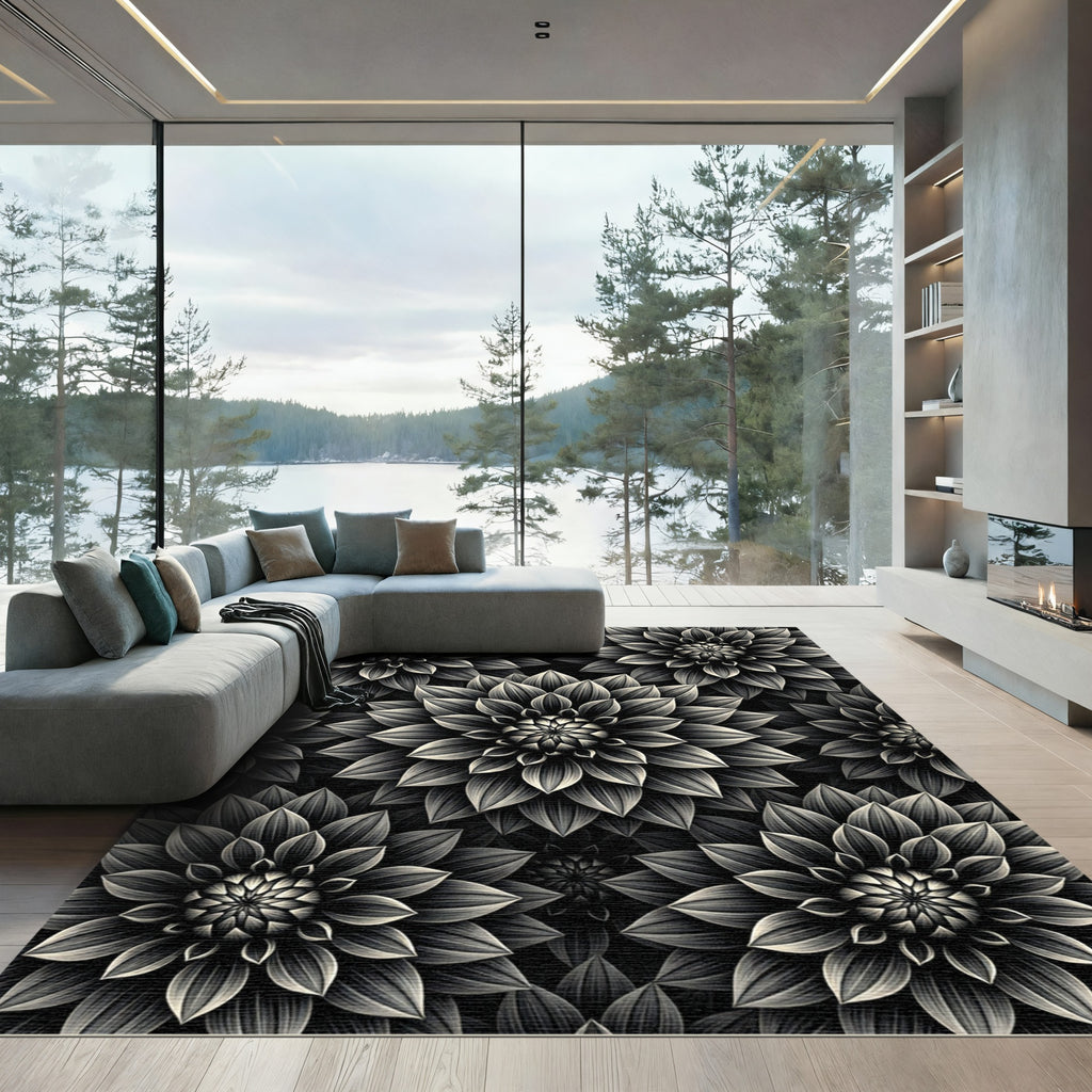 Monochromatic Dahlia Bloom Arrangement Rug